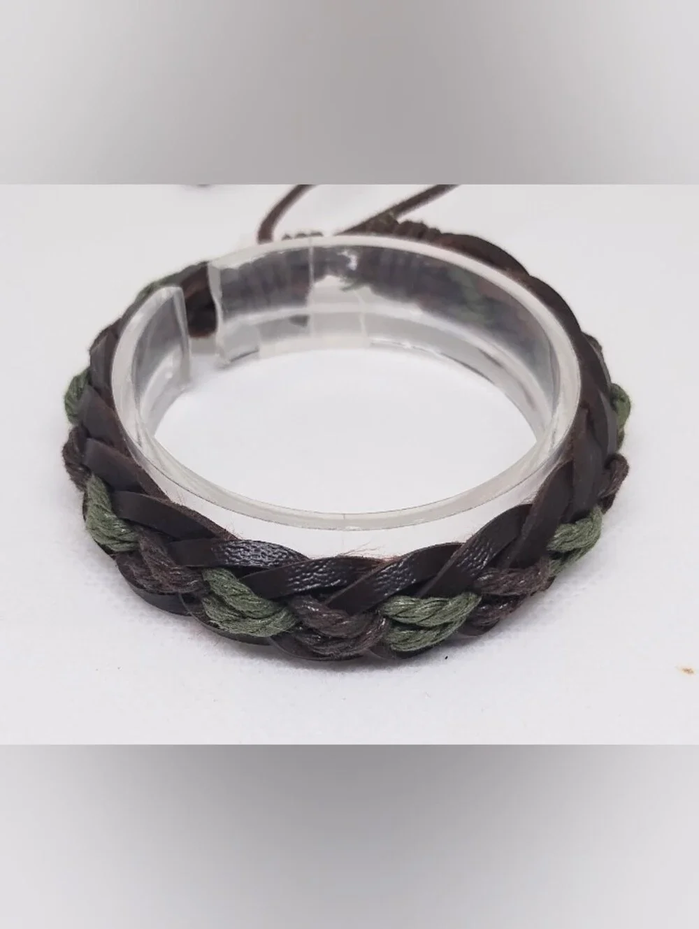 Men's Bracelet Leather Braided Brown Green New Jewelry G25